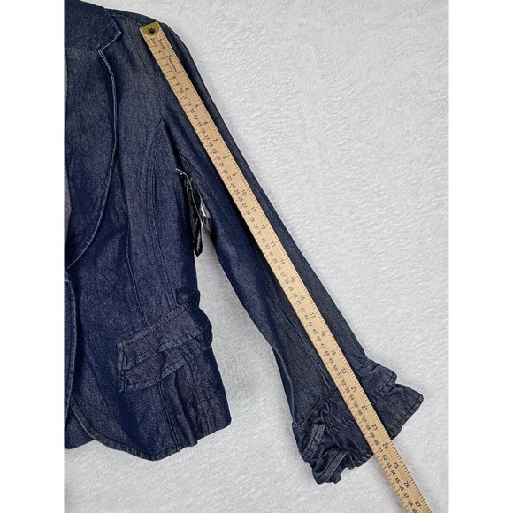 NWT Jeanology Vintage Ruffled Women's Jean Jacket With Front Button Size 14P - Picture 10 of 12